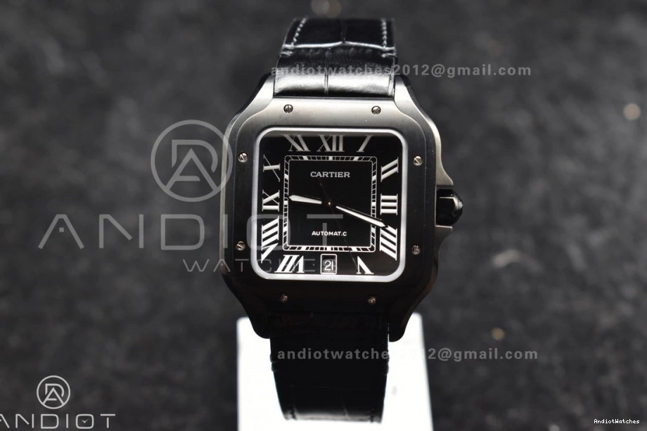 on Strap BVF Black 1046 Cartier MIYOTA de Black 1:1 Dial ZeroBulk Best 40mm Santos Edition Leather PVD 0415